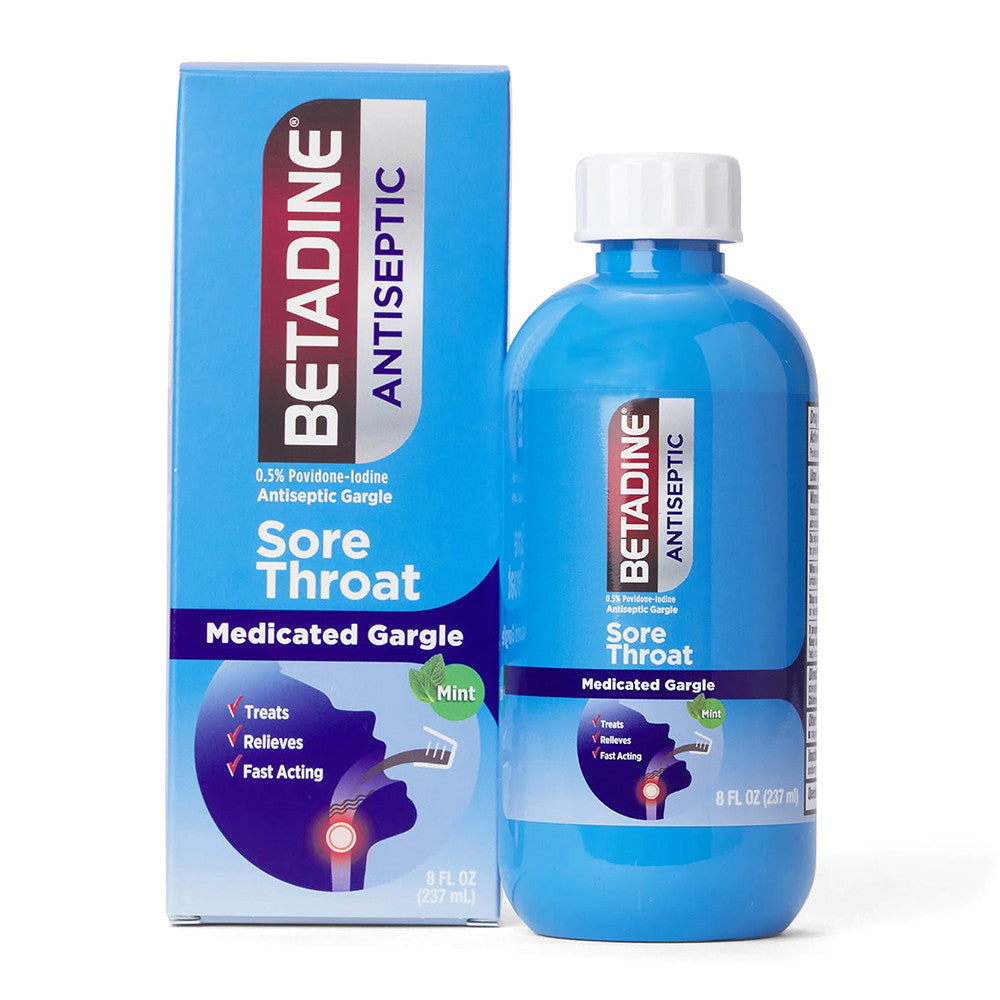 Betadine Antiseptic Mint Sore Throat Gargle, 8 Oz